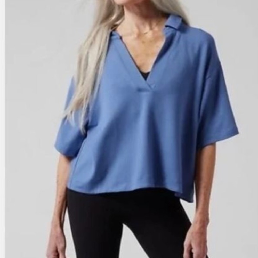 NWT Athleta BLUE WESTWOOD SWEATSHIRT TEE TOP size 1X